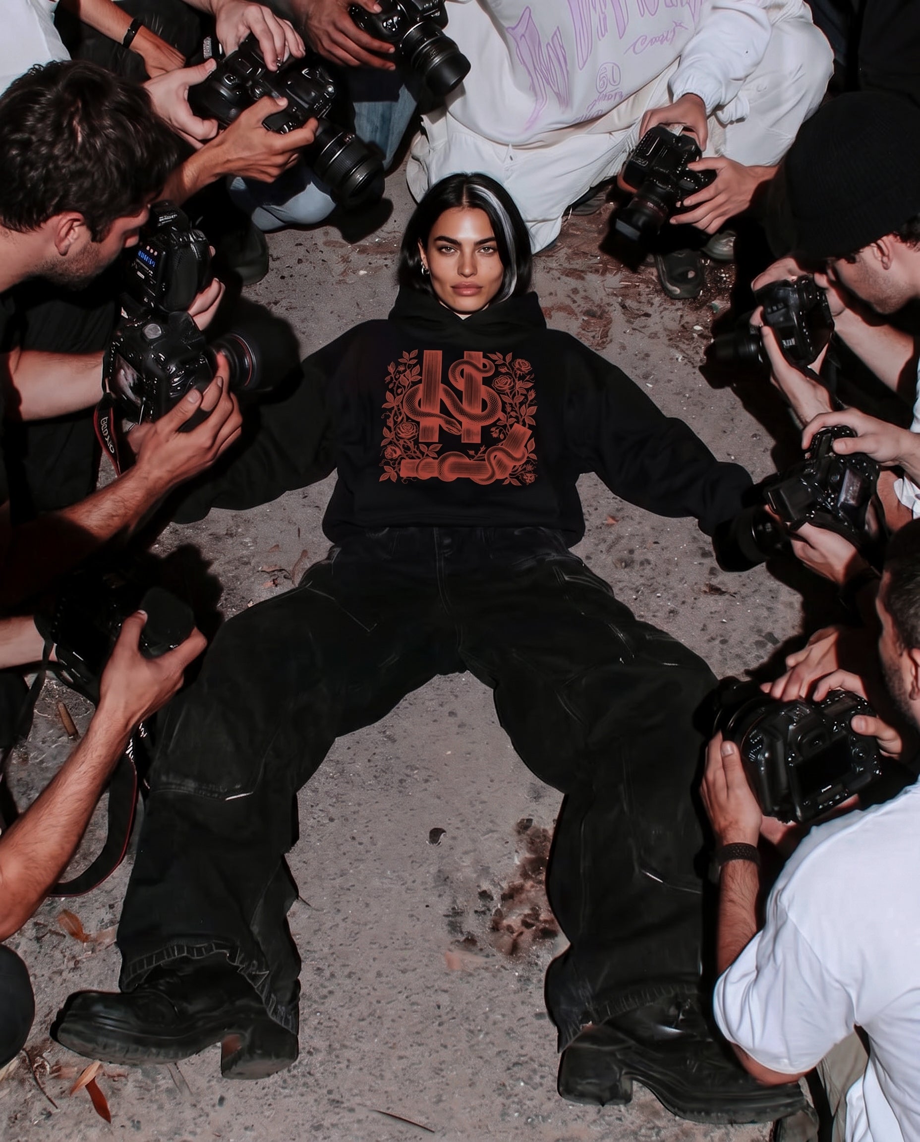 SYMBOL HOODIE black — worn, editorial