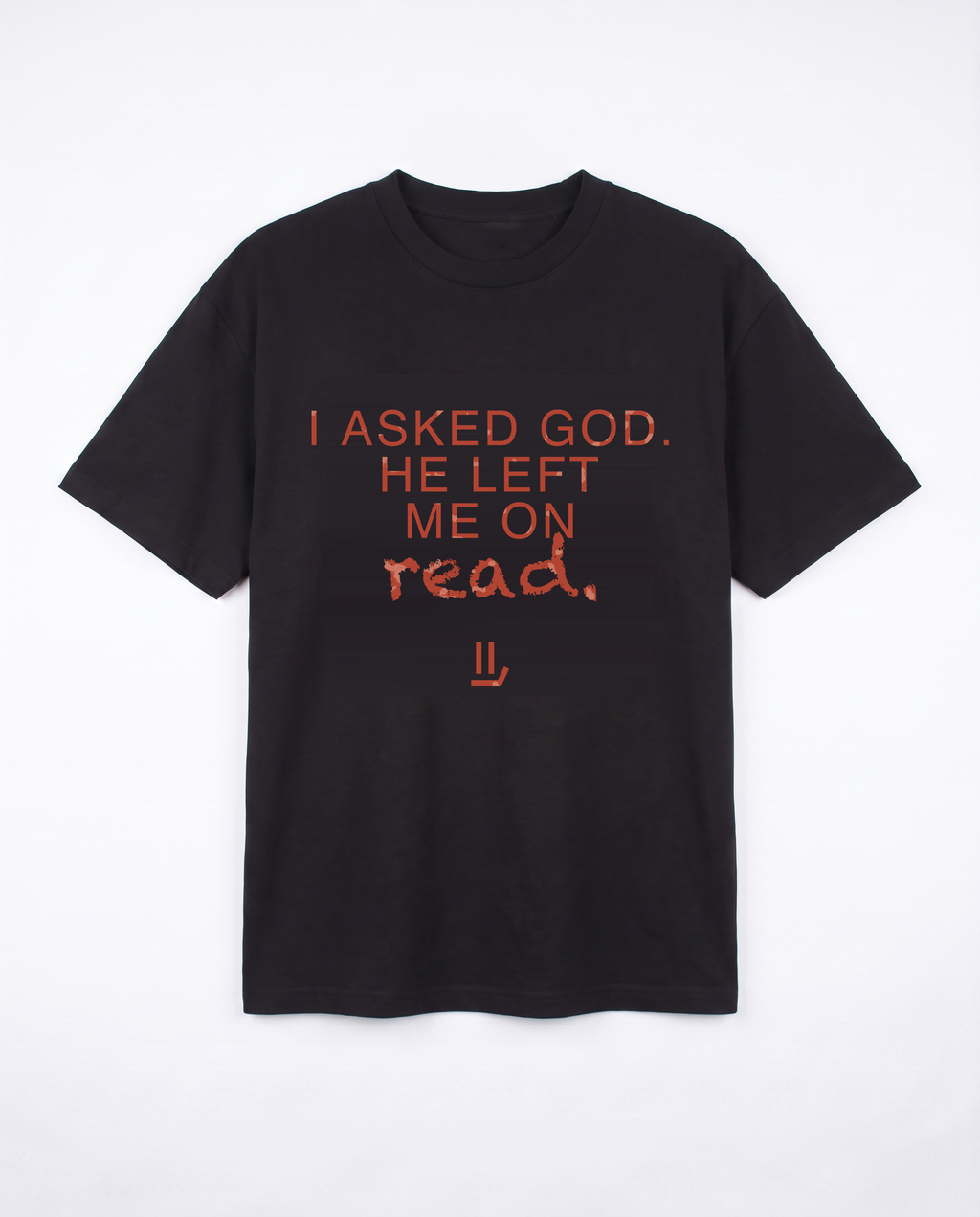 LEFT ON READ black tee front