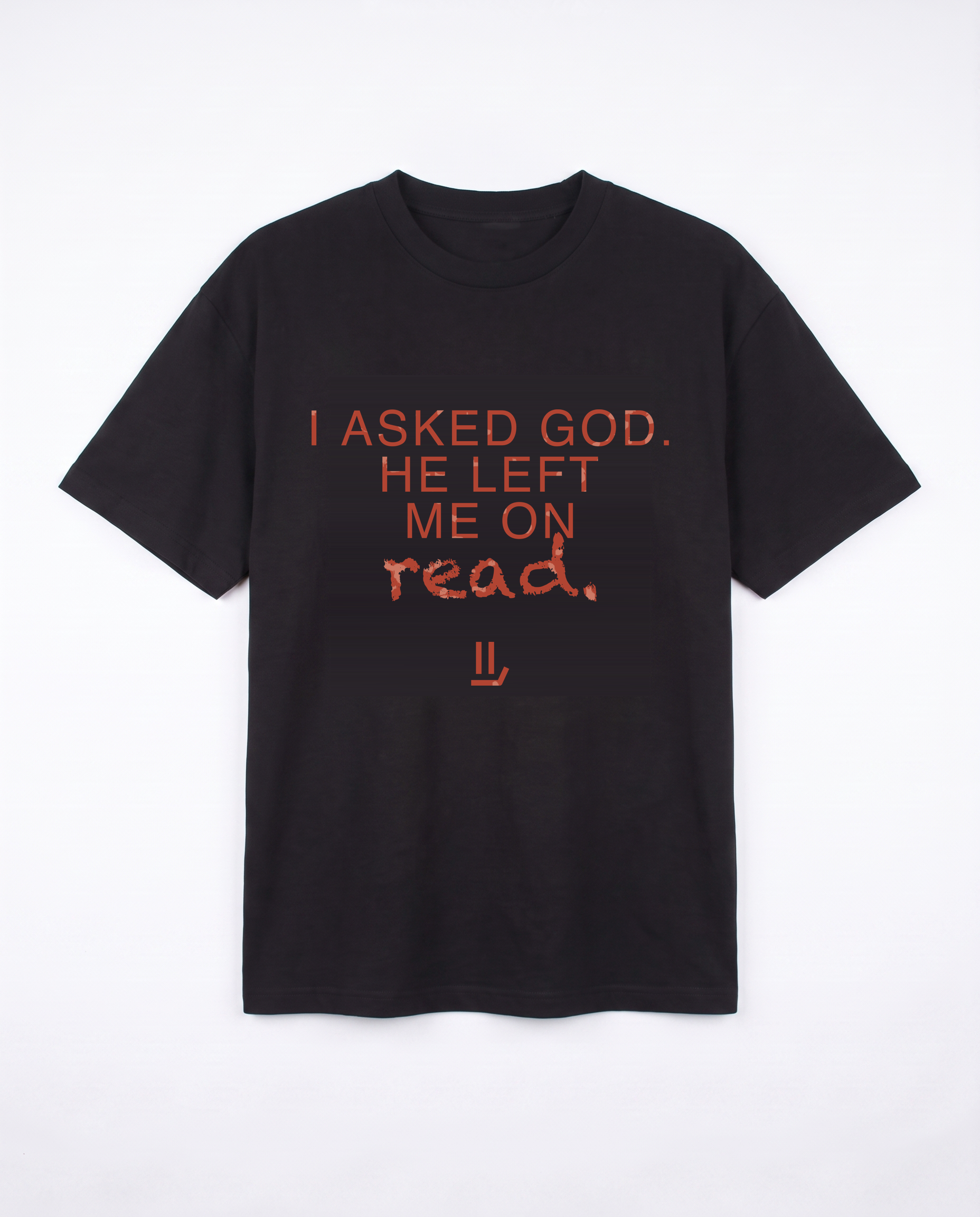 LEFT ON READ black tee front