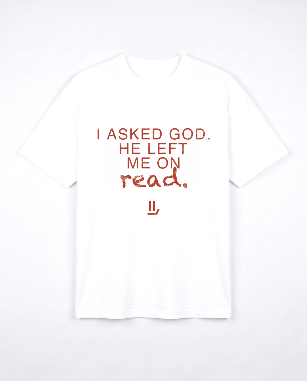 LEFT ON READ white tee front