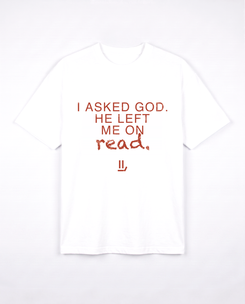 LEFT ON READ white tee front