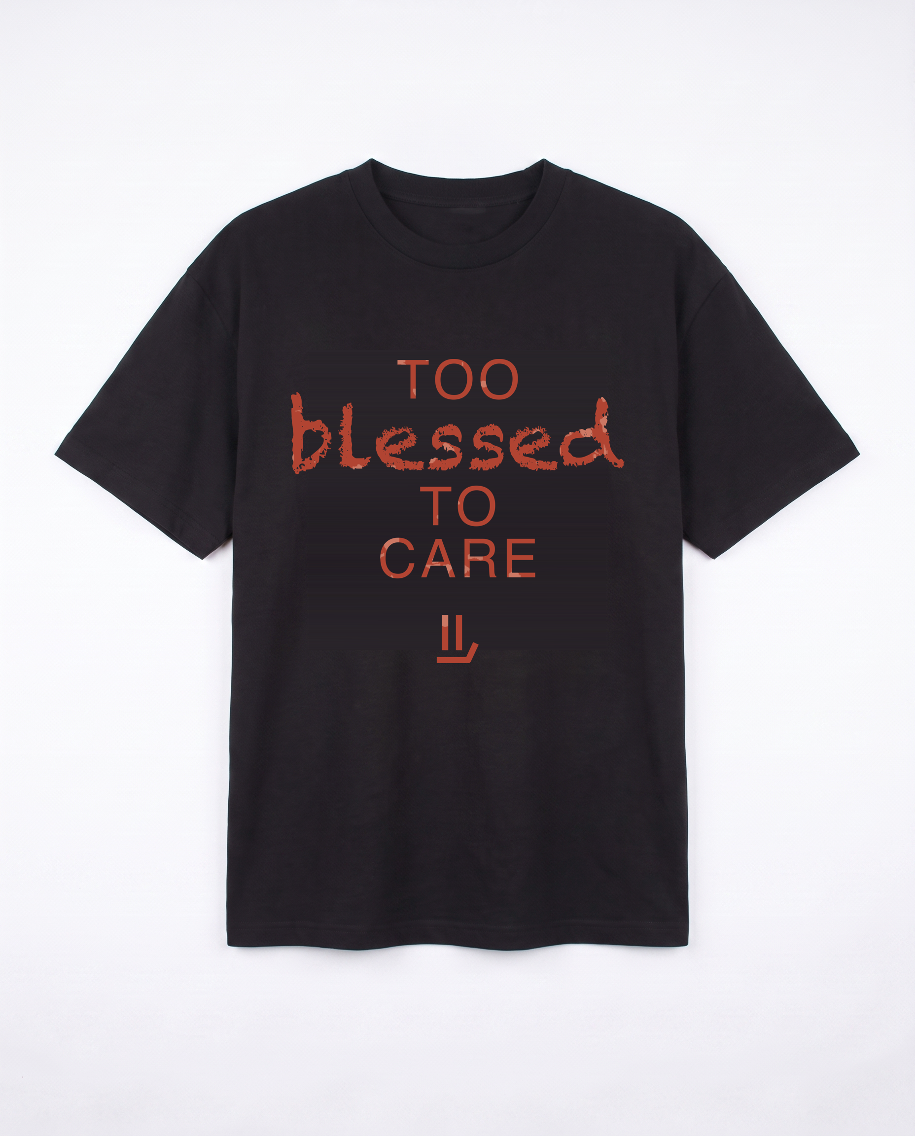 TOO BLESSED black tee front