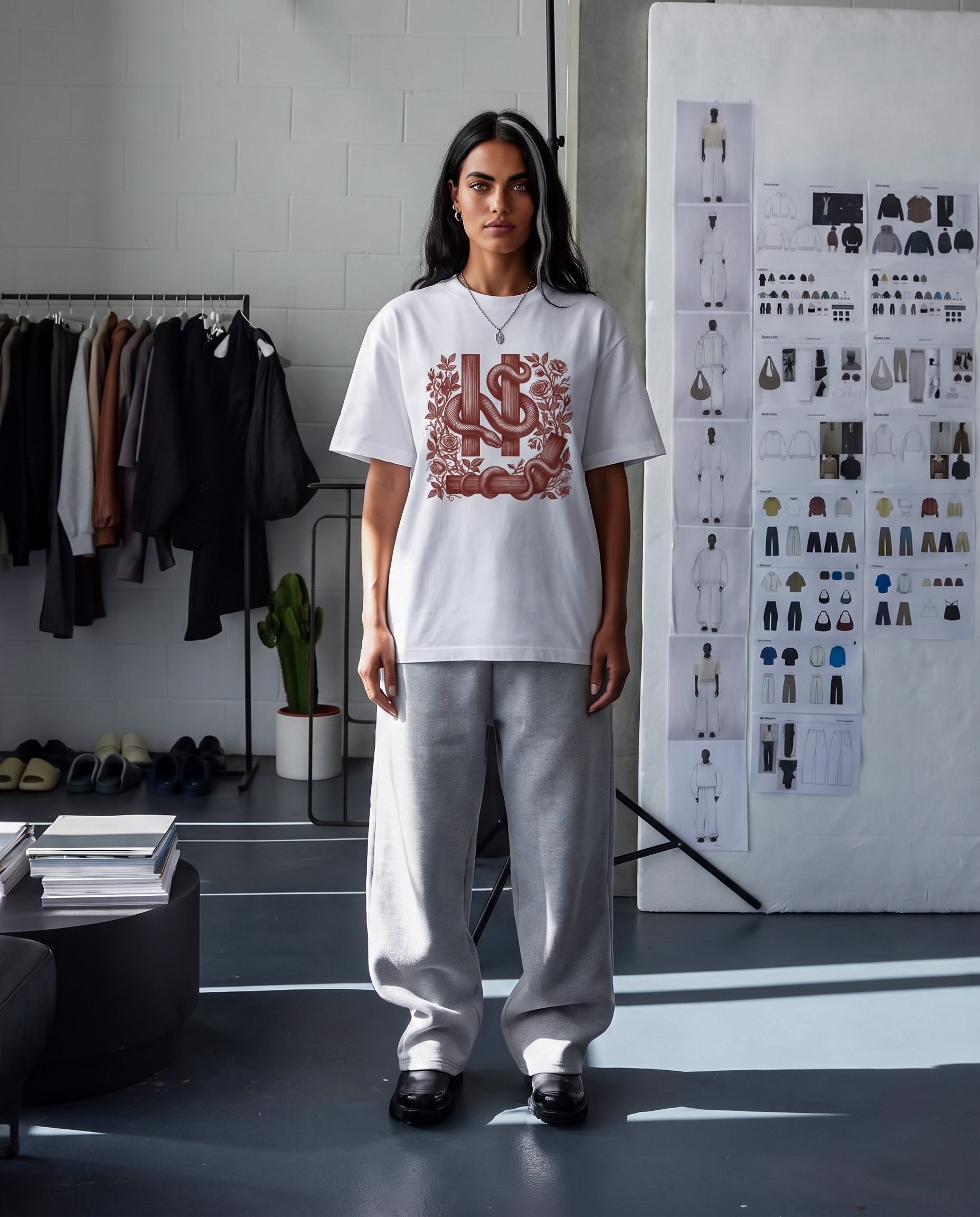 SYMBOL TEE white — worn, showroom